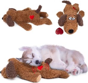 Puppy Heartbeat Stuffed Animal for Dog Anxiety 16.5" x 7.8" x 5.5", Brown Dog Heartbeat Toy, Plush Puppy Anxiety Relief Toy with Soft Cotton Padding