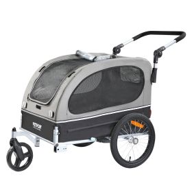 VEVOR Dog Bike Trailer, Supports up to 88 lbs, 2-in-1 Pet Stroller Cart Bicycle Carrier, Easy Folding Cart Frame with Quick Release Wheels, Universal