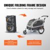 VEVOR Dog Bike Trailer, Supports up to 88 lbs, 2-in-1 Pet Stroller Cart Bicycle Carrier, Easy Folding Cart Frame with Quick Release Wheels, Universal