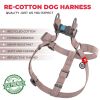 Brown Re Cotton Dog Harness Eco Friendly Dog Harness for Small Medium Dogs S Size 17-22 inch Reflective Dog Harness with QR ID Tag Adjustable Size for