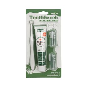 Oral Hygiene Kit For Dogs 3 Piece Set With Dual Ended Toothbrush, Finger Brush, And Poultry Flavor Tube Of Toothpaste Remove Plaque Tartar Bu (Option: Vanilla Flavor)