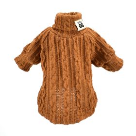 Pet Turtleneck Knitted Sweater Winter Dog Keep Warm (Option: Khaki-L)