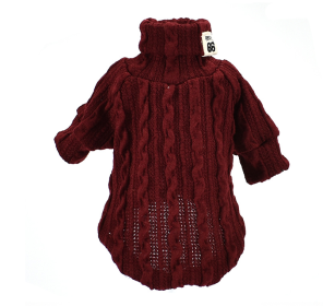 Pet Turtleneck Knitted Sweater Winter Dog Keep Warm (Option: Wine Red-M)