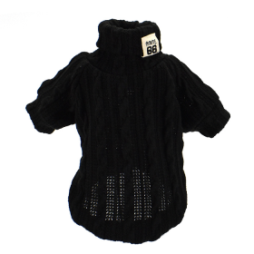 Pet Turtleneck Knitted Sweater Winter Dog Keep Warm (Option: Black-XS)