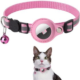 Reflective Collar, Waterproof Holder Case For Air Tag, Protective Cover Dog and Puppy Nylon Collar (Color: Pink)