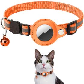 Reflective Collar, Waterproof Holder Case For Air Tag, Protective Cover Dog and Puppy Nylon Collar (Color: Orange)