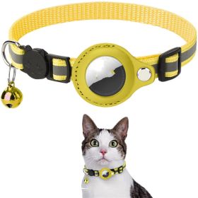 Reflective Collar, Waterproof Holder Case For Air Tag, Protective Cover Dog and Puppy Nylon Collar (Color: Yellow)