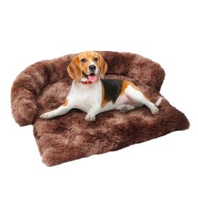 Dog Bed For Couch - Non-Slip, Machine Washable - Comfortable Pet Pad For Large Dogs - Indoor Sofa Cushion With Removable Cover - 43x41x7 (Option: 43x41x7inch-Tiedye Dark Coffee)