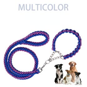 Eight-strand nylon braided dog collar leash dog chain impact blasting chain pet leash (colour: Red, Specification (L * W): S)