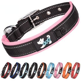 Pet dog collar; diving cloth reflective nylon collar; medium and large dog collar (Specification (L * W): XL 2.5*(58-68)CM, colour: Color ribbon)