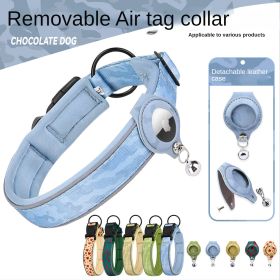 Cross-border new dog collar airtag locator anti-lost pet collar; Pet Collar with AirTag Case Holder (colour: Camouflage blue collar set, size: Size S)