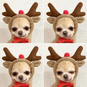 Chrimas Dog Winter Warm Clothing Cute Plush Coat Hoodies Pet Costume Jacket For Puppy Cat French Bulldog Chihuahua Small Dog Clothing (Color: coffee, size: S)