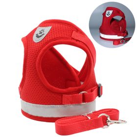 dog Harnesses and dog leash set; Pet Chest Strap Vest Dog Towing Rope Reflective Breathable Dog Rope Pet Supplies Wholesale (Specification (L * W): XL, colour: Red)