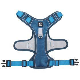 dog Harnesses; Cross border New Pet Towing Rope Vest Large Dog Chest Strap Reflective Explosion proof Flushing Dog Towing Rope (Specification (L * W): M, colour: Lake blue)