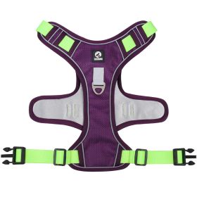 dog Harnesses; Cross border New Pet Towing Rope Vest Large Dog Chest Strap Reflective Explosion proof Flushing Dog Towing Rope (Specification (L * W): M, colour: purple)