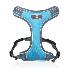 dog Harnesses; Pet Traction Rope Mesh Breathable Big Dog Chest Strap Vest Reflective Dog Rope Spot Wholesale (Specification (L * W): XL (55-90kg), colour: Light blue)