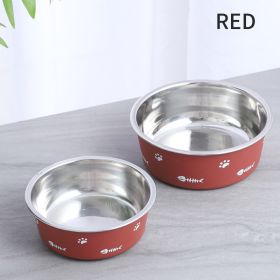 Dog Bowl Cat Bowl For Food And Water, Stainless Steel Pet Feeding Bowl, Durable Non-Skid Insulated Heavy Duty With Rubber Bottom For Medium Large Dogs (Color: Red, size: S)