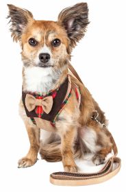 Pet Life Luxe 'Dapperbone' 2-In-1 Mesh Reversed Adjustable Dog Harness-Leash W/ Fashion Bowtie (size: large)