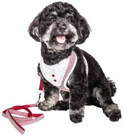 Pet Life Luxe 'Spawling' 2-In-1 Mesh Reversed Adjustable Dog Harness-Leash W/ Fashion Bowtie (Color: Red, size: X-Small)