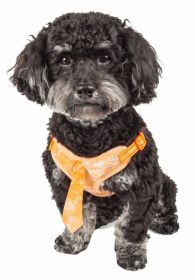 Pet Life 'Bonatied' Mesh Reversible And Breathable Adjustable Dog Harness W/ Designer Neck Tie (Color: Orange, size: small)