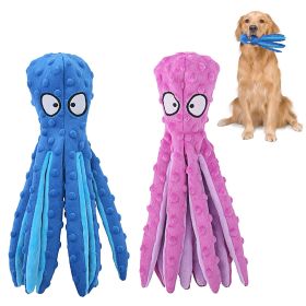 2Pcs Squeaky Dog Toys No Stuffing Crinkle Plush Octopus Dog Teething Toy Interactive Dog Toy Dog Training Toy For Puppy Small Medium Large Dog (Color: Blue_Pink)