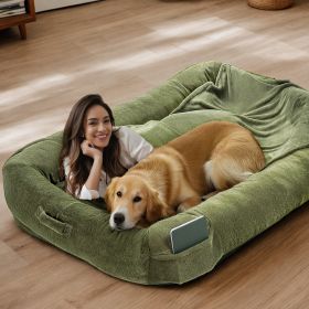 Extra Large Dog Bed, Human Dog Bed for Adult Instead of Foldable Air Mattress, 72"x48"x10" Washable Floor Beds Large Sized Dog Gifts with Handle, Blan (Style: 1 Pack)