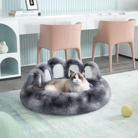 Cute Dog Bed Bear Paw Shape Pet Bed - Dog Beds & Furniture for Small and Medium Dogs, Cat Beds for Indoor Cats (Color: Tie-dye dark gray, size: S-60cm/24inch)