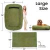 Extra Large Dog Bed, Human Dog Bed for Adult Instead of Foldable Air Mattress, 72"x48"x10" Washable Floor Beds Large Sized Dog Gifts with Handle, Blan