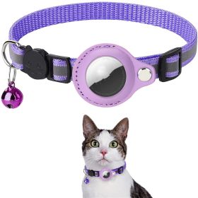 Reflective Collar, Waterproof Holder Case For Air Tag, Protective Cover Dog and Puppy Nylon Collar (Color: Purple)