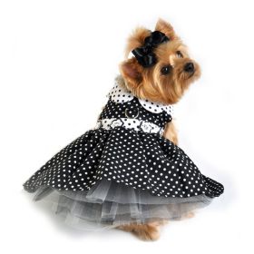 Polka Dot Dog Dress (Color: Black and white, size: Xlarge)