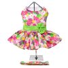 Pink Hawaiian Floral Dog Harness Dress with Matching Leash