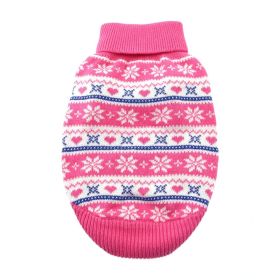 Dog Cable Knit 100% Cotton Sweater (Color: Snowflakes and Hearts Pink, size: X-Small)