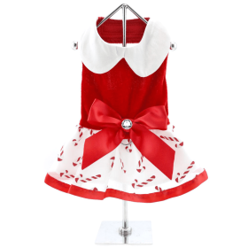 Christmas Candy Cane Dress and Matching Leash (size: medium)